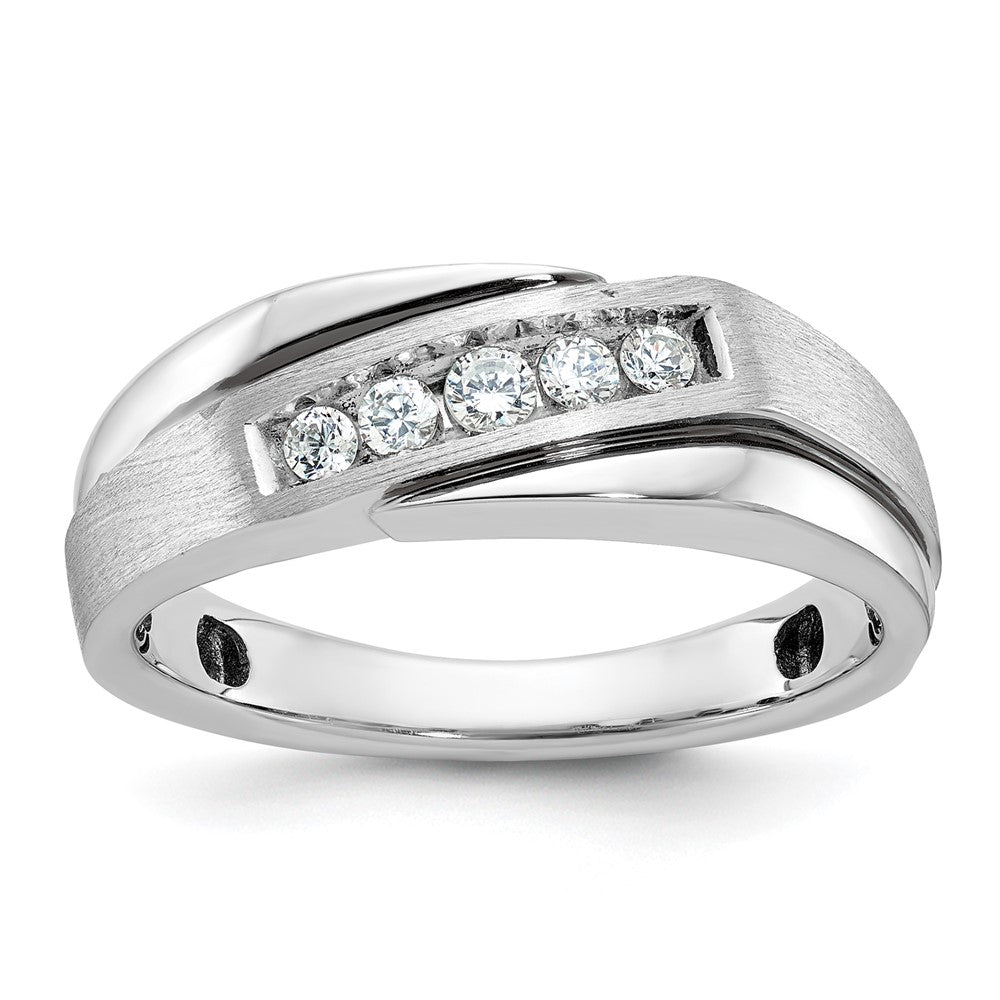 14K Weißgold mit Schwarzrhodium Herren Siegelring mit Satinfinish und 0,25K Diamant, komplett besetzt