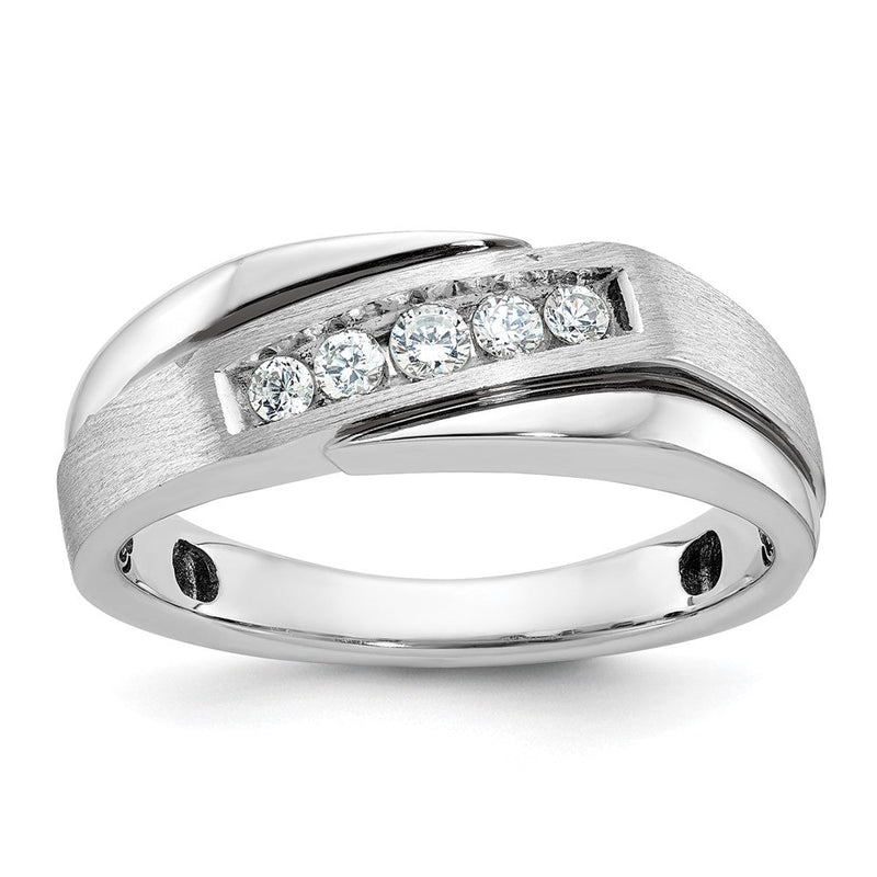 14K Weißgold mit Schwarzrhodium Herren Siegelring mit Satinfinish und 0,25K Diamant, komplett besetzt