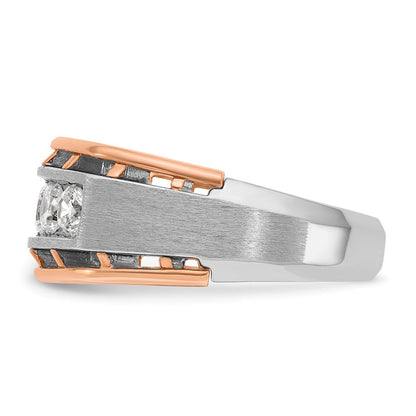 14K Weiß-/Roségold zweifarbiger Herren-Diamantring mit 1K Diamanten