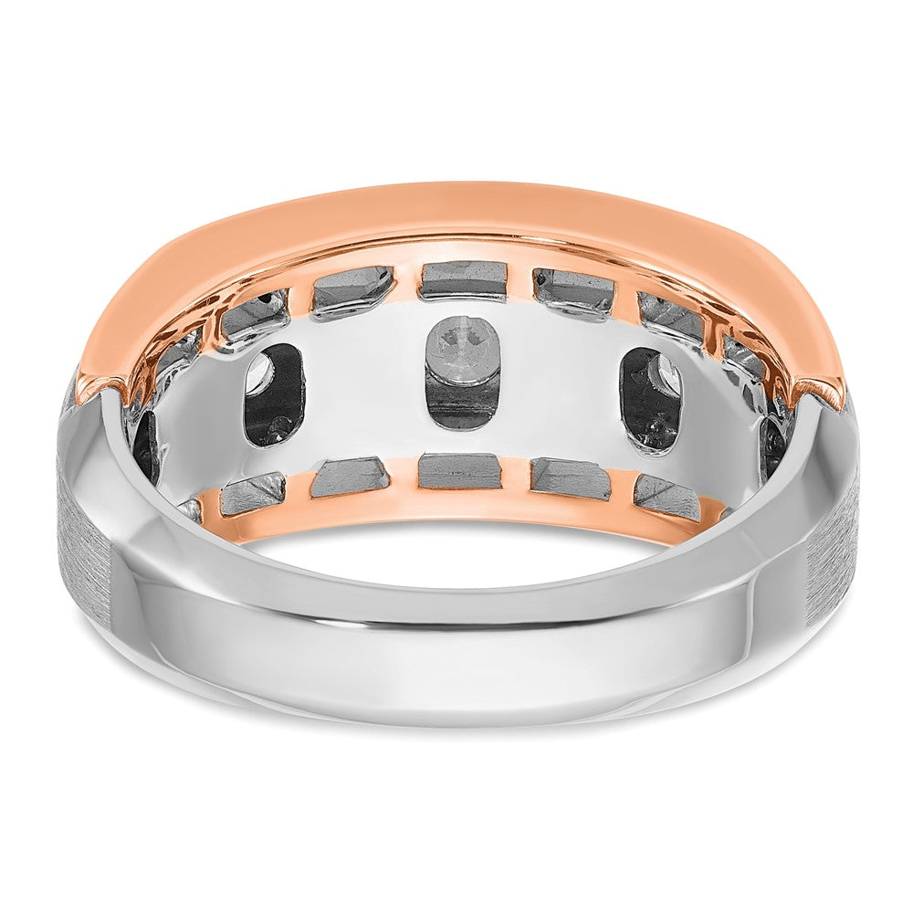 14K Weiß-/Roségold zweifarbiger Herren-Diamantring mit 1K Diamanten