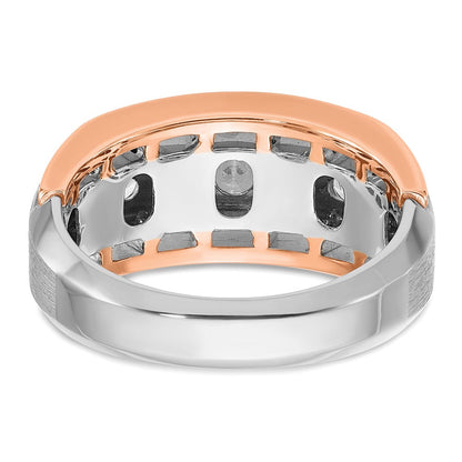 14K Weiß-/Roségold zweifarbiger Herren-Diamantring mit 1K Diamanten