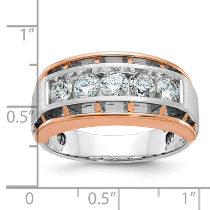 14K Weiß-/Roségold zweifarbiger Herren-Diamantring mit 1K Diamanten