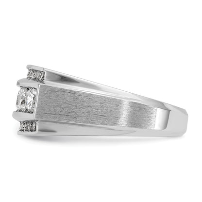 14K Weißgold Herrenring mit 1,2 ct. laborgezüchtetem Diamant, VS/SI+ G+, poliert und satiniert, dreireihig
