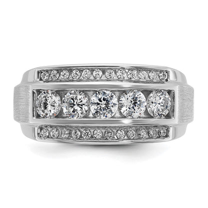 14K Weißgold Herren Ring, poliert und satiniert, mit 1,25K Diamanten, komplett