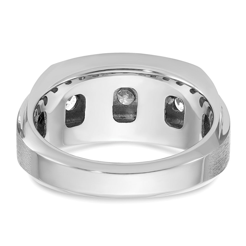 14K Weißgold Herrenring mit 1,2 ct. laborgezüchtetem Diamant, VS/SI+ G+, poliert und satiniert, dreireihig
