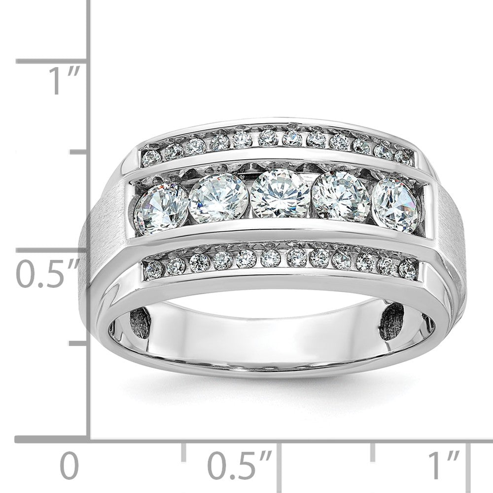 14K Weißgold Herren Ring, poliert und satiniert, mit 1,25K Diamanten, komplett