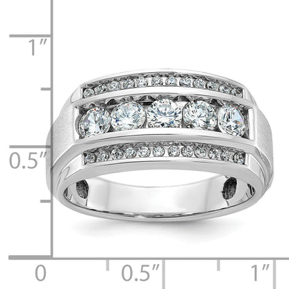 14K Weißgold Herren Ring, poliert und satiniert, mit 1,25K Diamanten, komplett