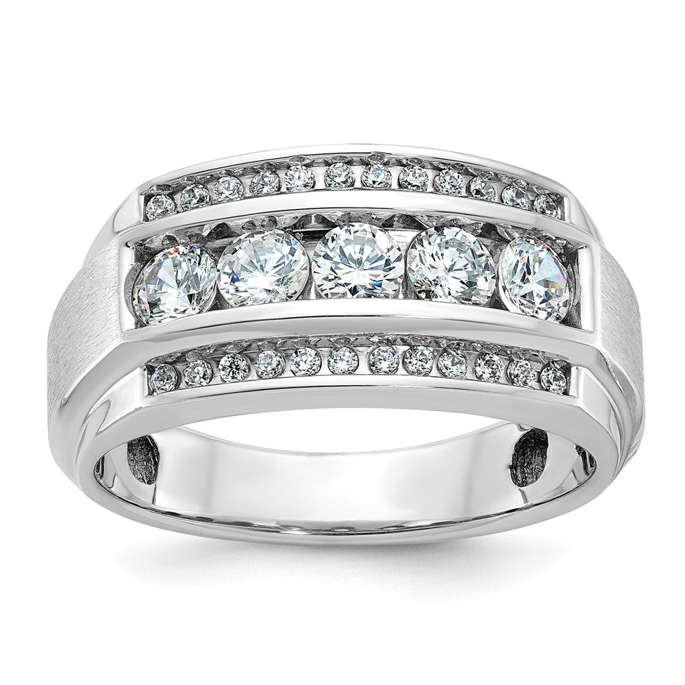 14K Weißgold Herren Ring, poliert und satiniert, mit 1,25K Diamanten, komplett