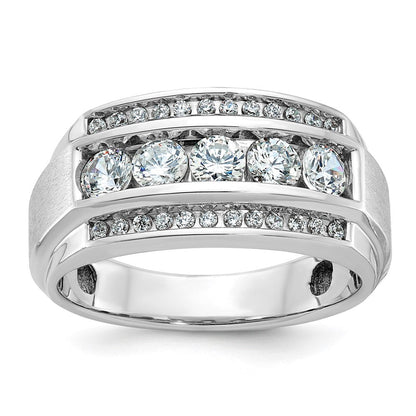 14K Weißgold Herren Ring, poliert und satiniert, mit 1,25K Diamanten, komplett