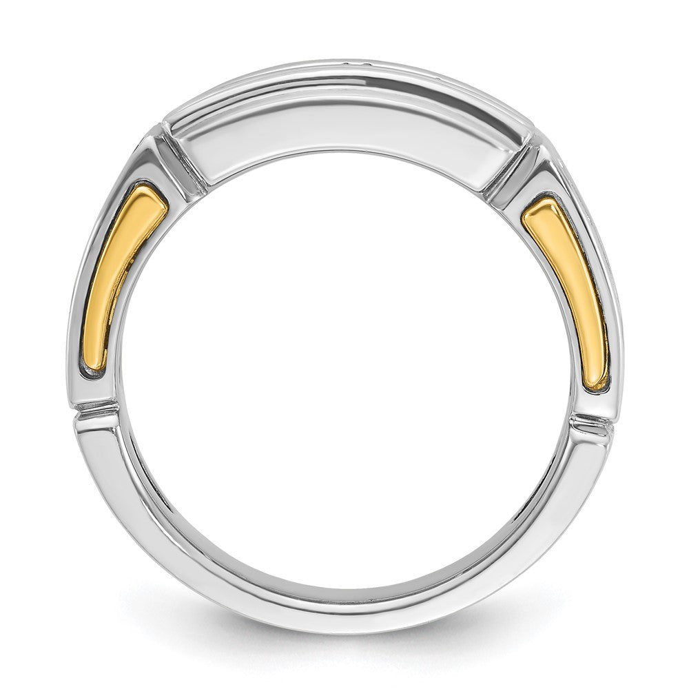 14K Bicolor Gold Herren-Ring mit 1K Diamant, komplett