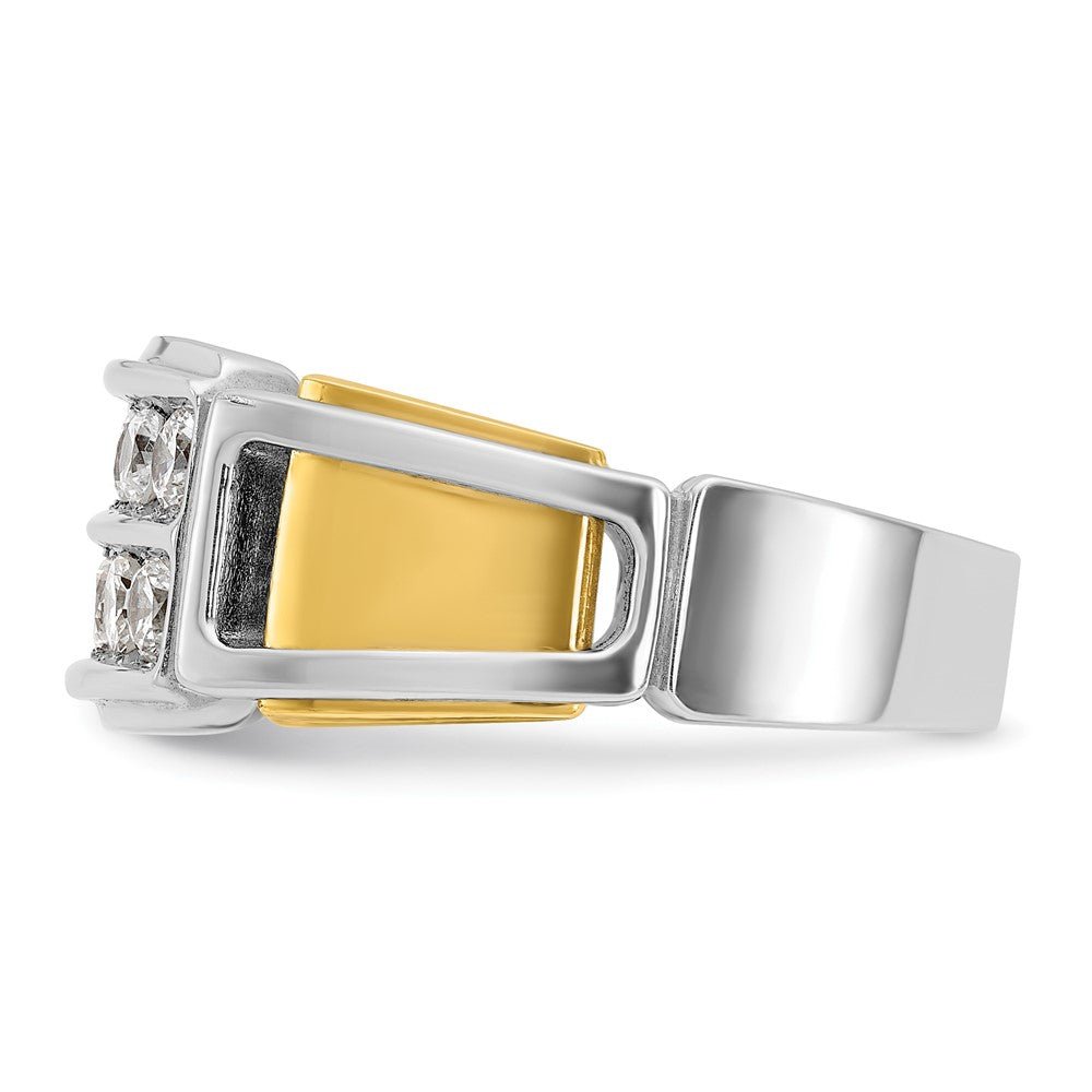14K Bicolor Gold Herren-Ring mit 1K Diamant, komplett