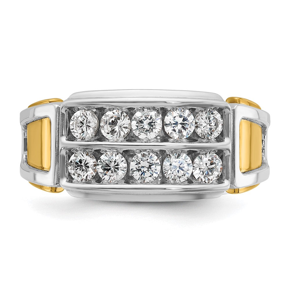 14K Bicolor Gold Herren-Ring mit 1K Diamant, komplett