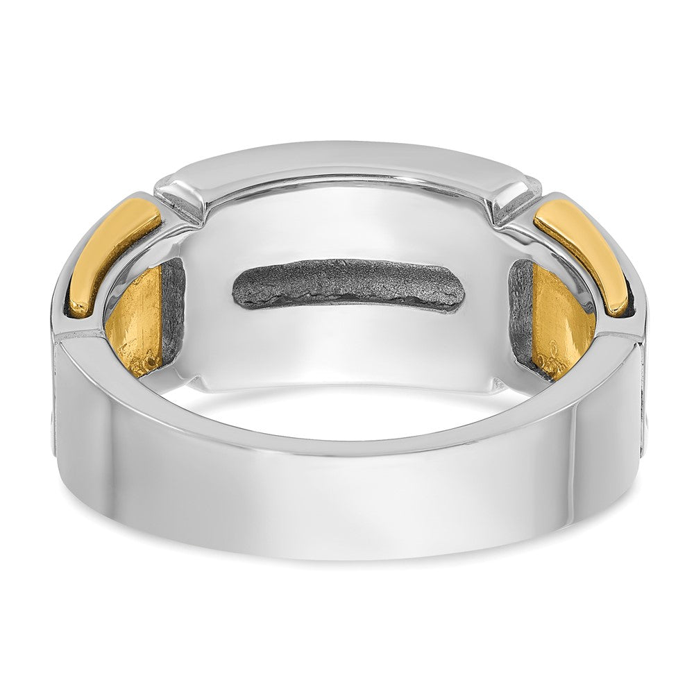 14K Bicolor Gold Herren-Ring mit 1K Diamant, komplett