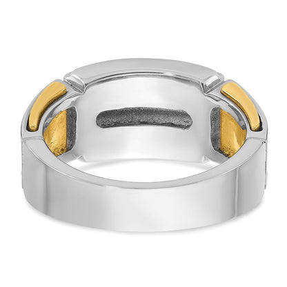 14K Bicolor Gold Herren-Ring mit 1K Diamant, komplett