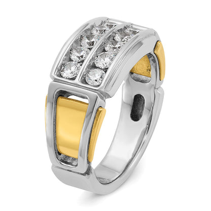 14K Bicolor Gold Herren-Ring mit 1K Diamant, komplett