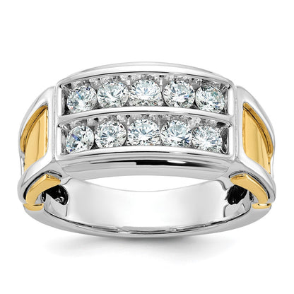 14K Bicolor Gold Herren-Ring mit 1K Diamant, komplett