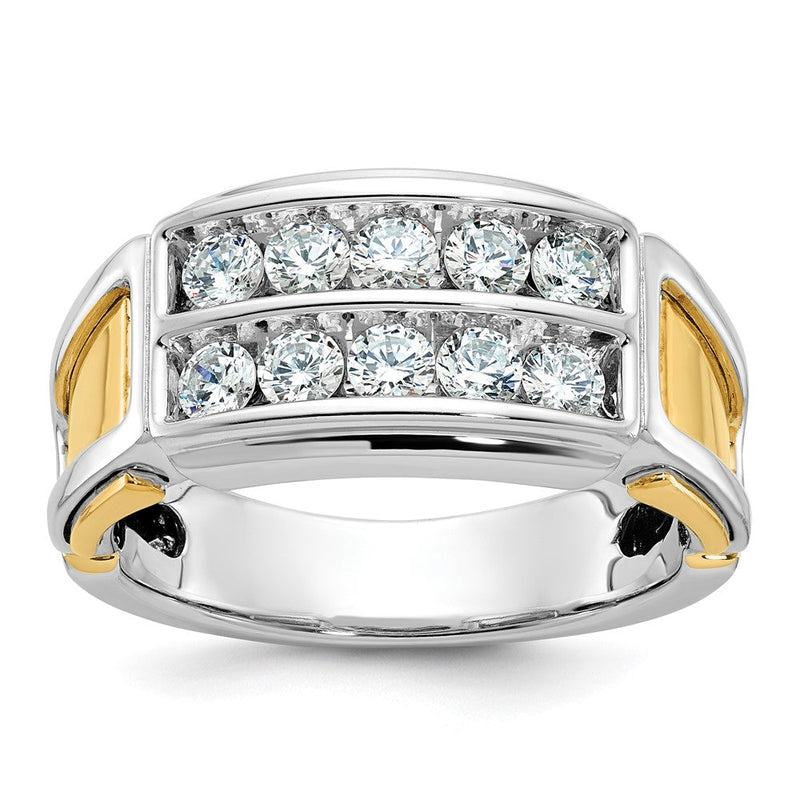 14K Bicolor Gold Herren-Ring mit 1K Diamant, komplett