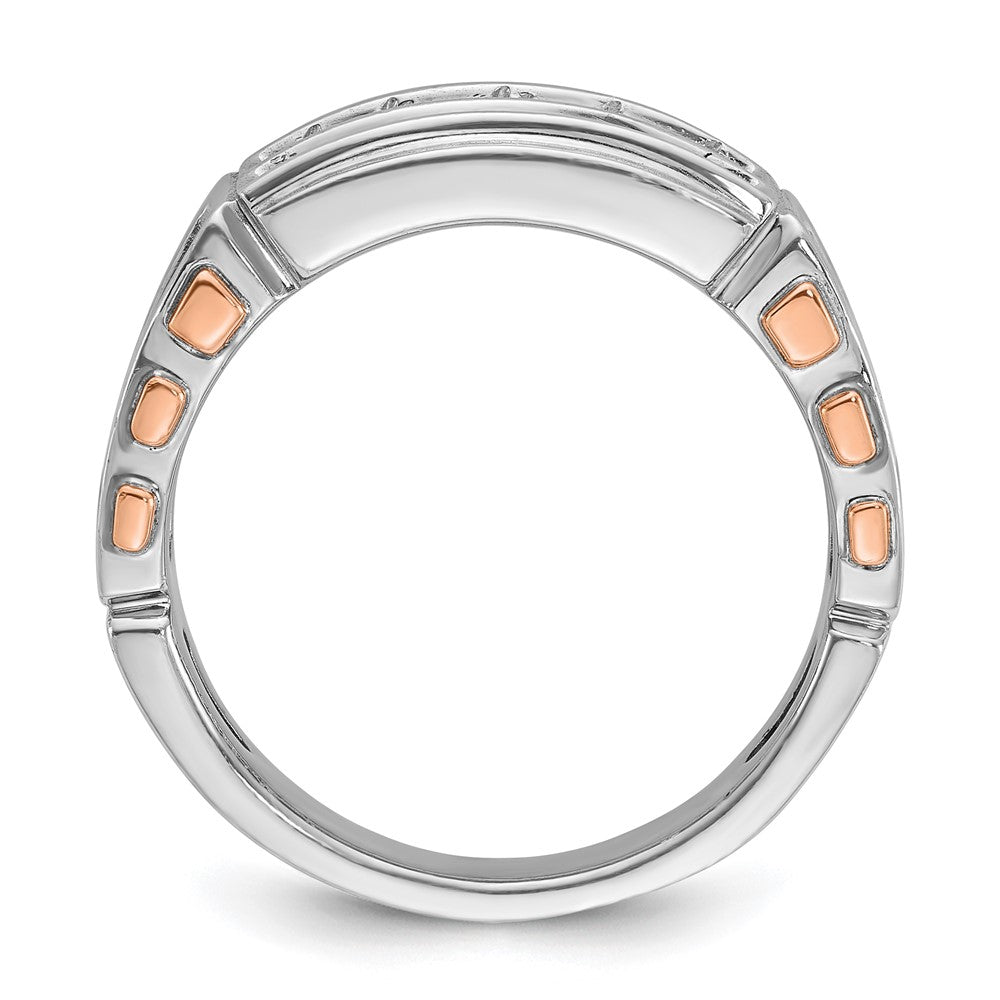14K Weiß-/Roségold Bicolor Herren-Diamantring mit 1K, komplett besetzt