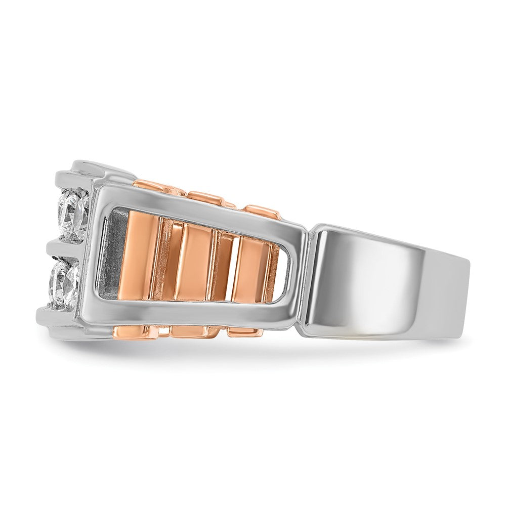 14K Weiß-/Roségold Bicolor Herren-Diamantring mit 1K, komplett besetzt