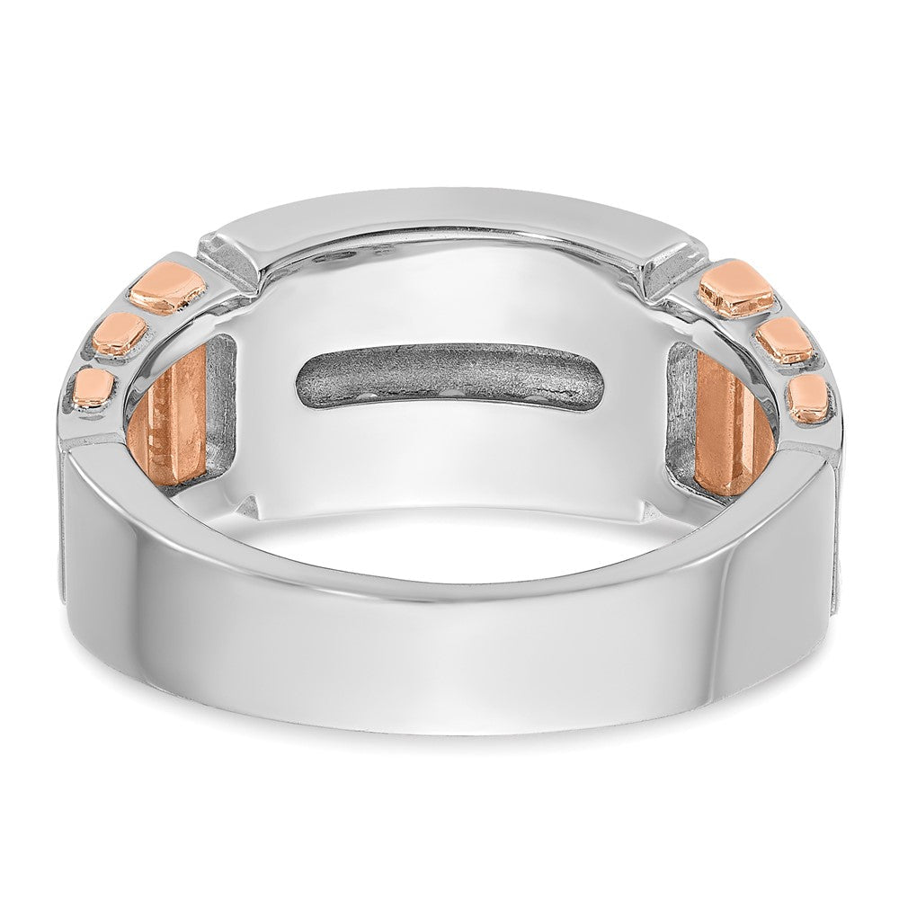 14K Weiß-/Roségold Bicolor Herren-Diamantring mit 1K, komplett besetzt