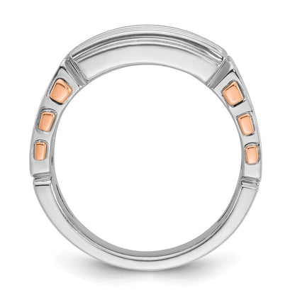 14K Weiß-/Roségold Zweifarbiger Herrenring mit 1,5K Diamant