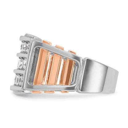 14K Weiß-/Roségold Zweifarbiger Herrenring mit 1,5K Diamant