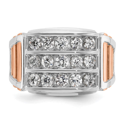 14K Weiß-/Roségold Zweifarbiger Herrenring mit 1,5K Diamant