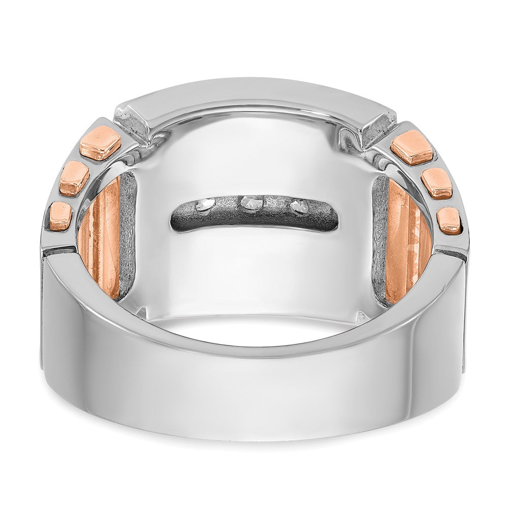 14K Weiß-/Roségold Zweifarbiger Herrenring mit 1,5K Diamant