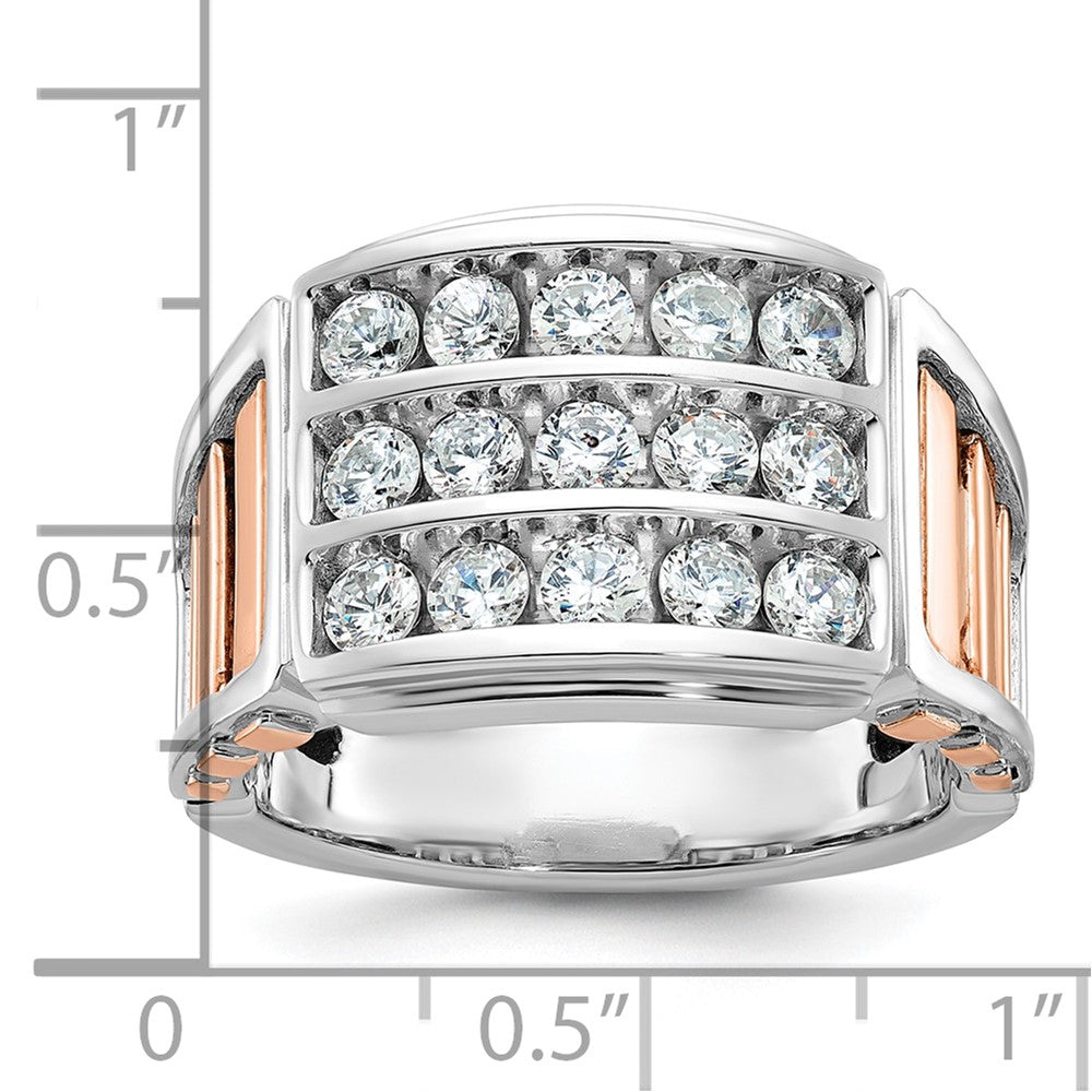 14K Weiß-/Roségold Zweifarbiger Herrenring mit 1,5K Diamant