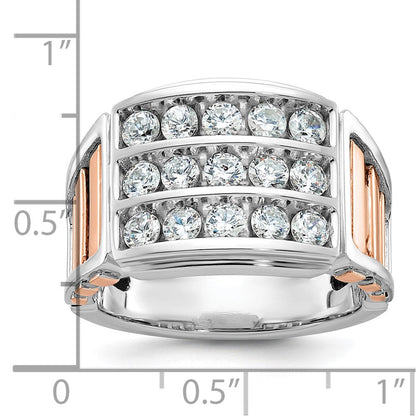 14K Weiß-/Roségold Zweifarbiger Herrenring mit 1,5K Diamant