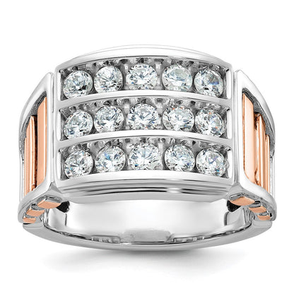14K Weiß-/Roségold Zweifarbiger Herrenring mit 1,5K Diamant