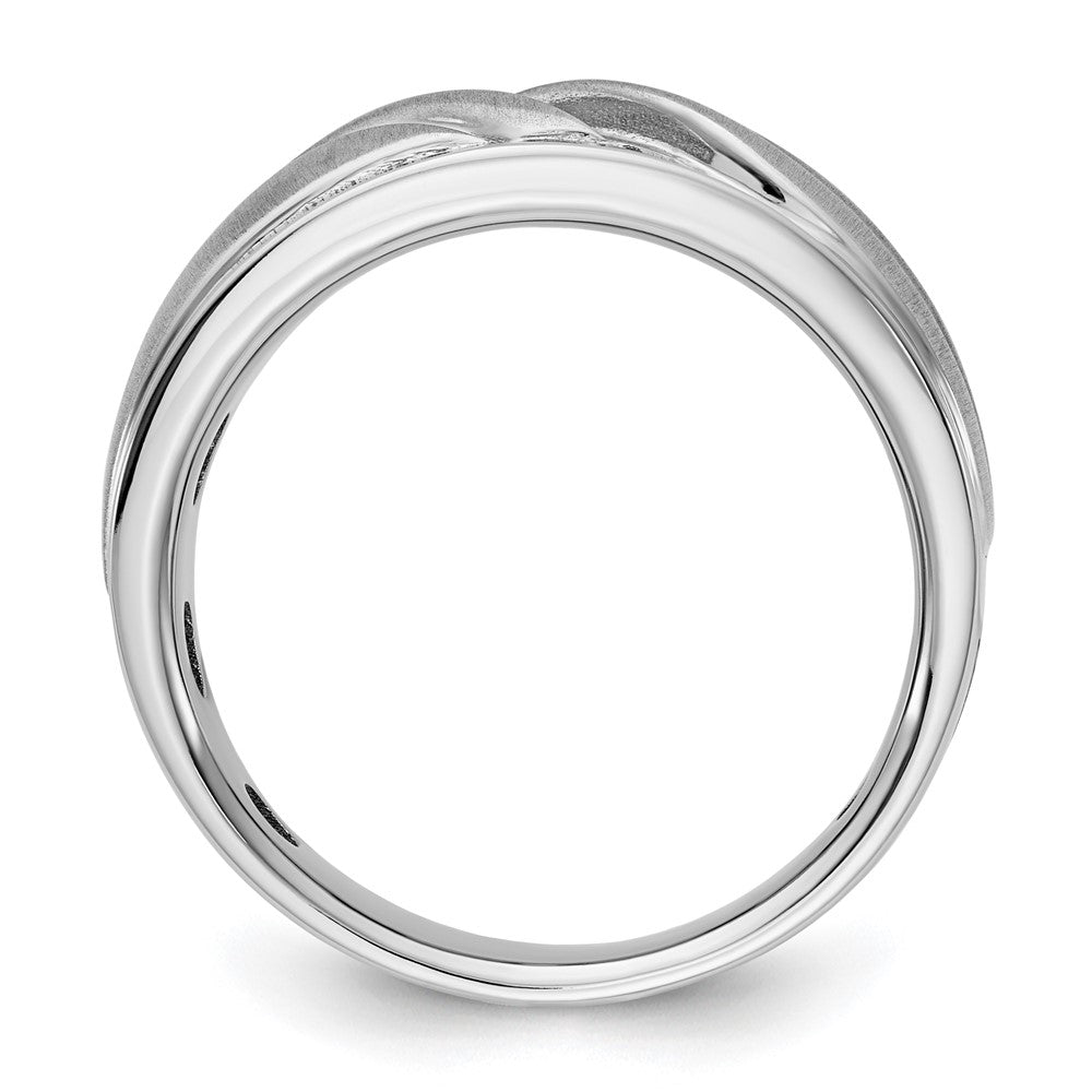 14K Weißgold Ibgoodman Herren Poliert Satiniert & Gerillt Ring Mtg