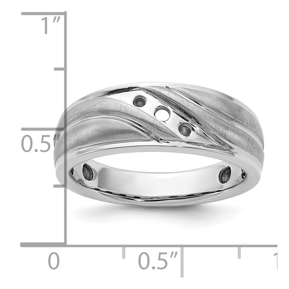 14K Weißgold Ibgoodman Herren Poliert Satiniert & Gerillt Ring Mtg