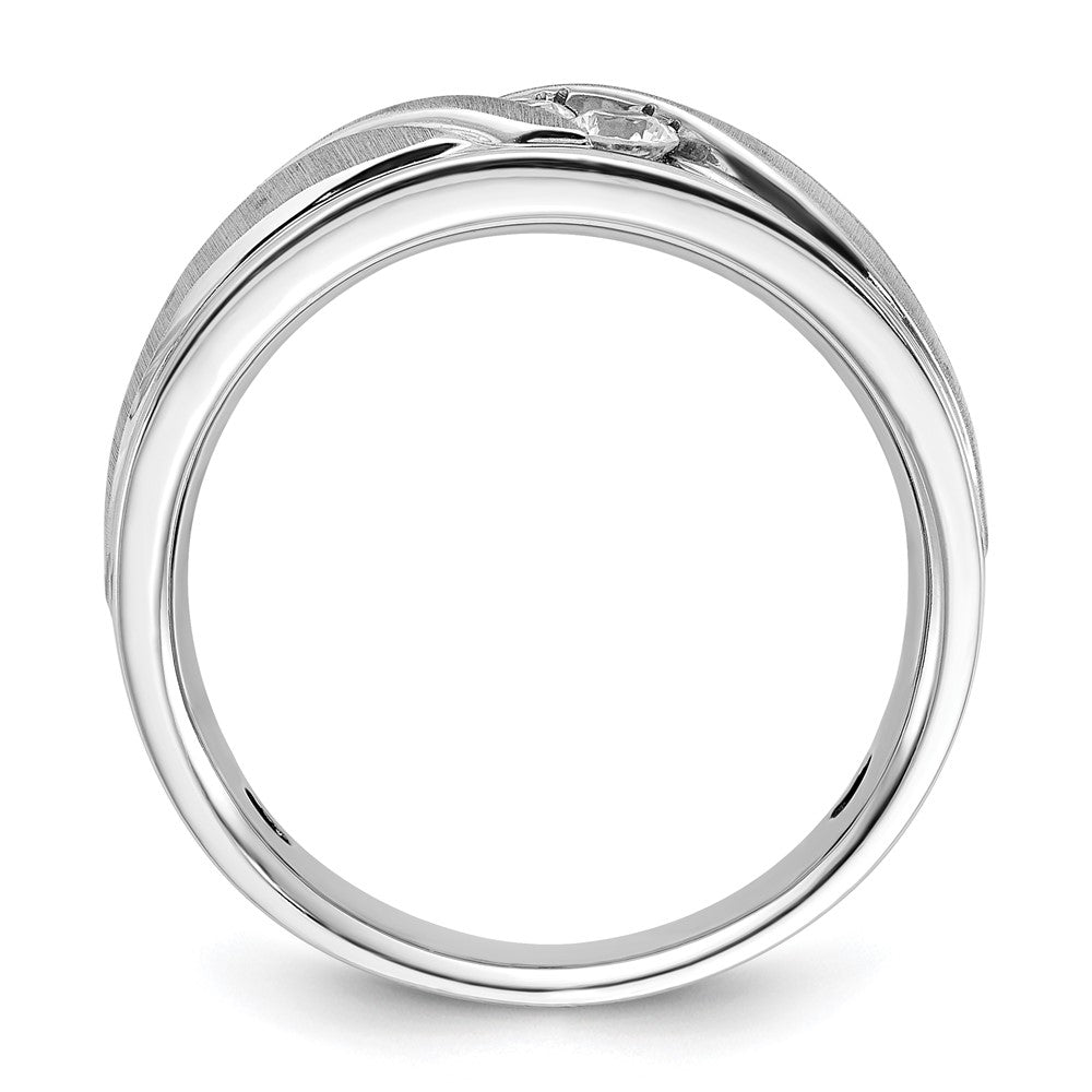 14K Weißgold Ring mit 0,33 ct. laborgezüchteten Diamanten VS/SI+ G+, poliert und geriffelt, Herren