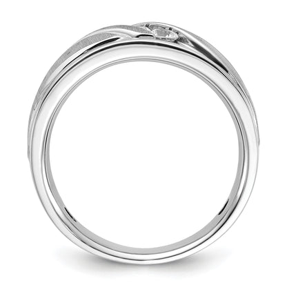 14K Weißgold Herren Ring, poliert und satiniert, mit 0,33K Diamanten, komplett besetzt
