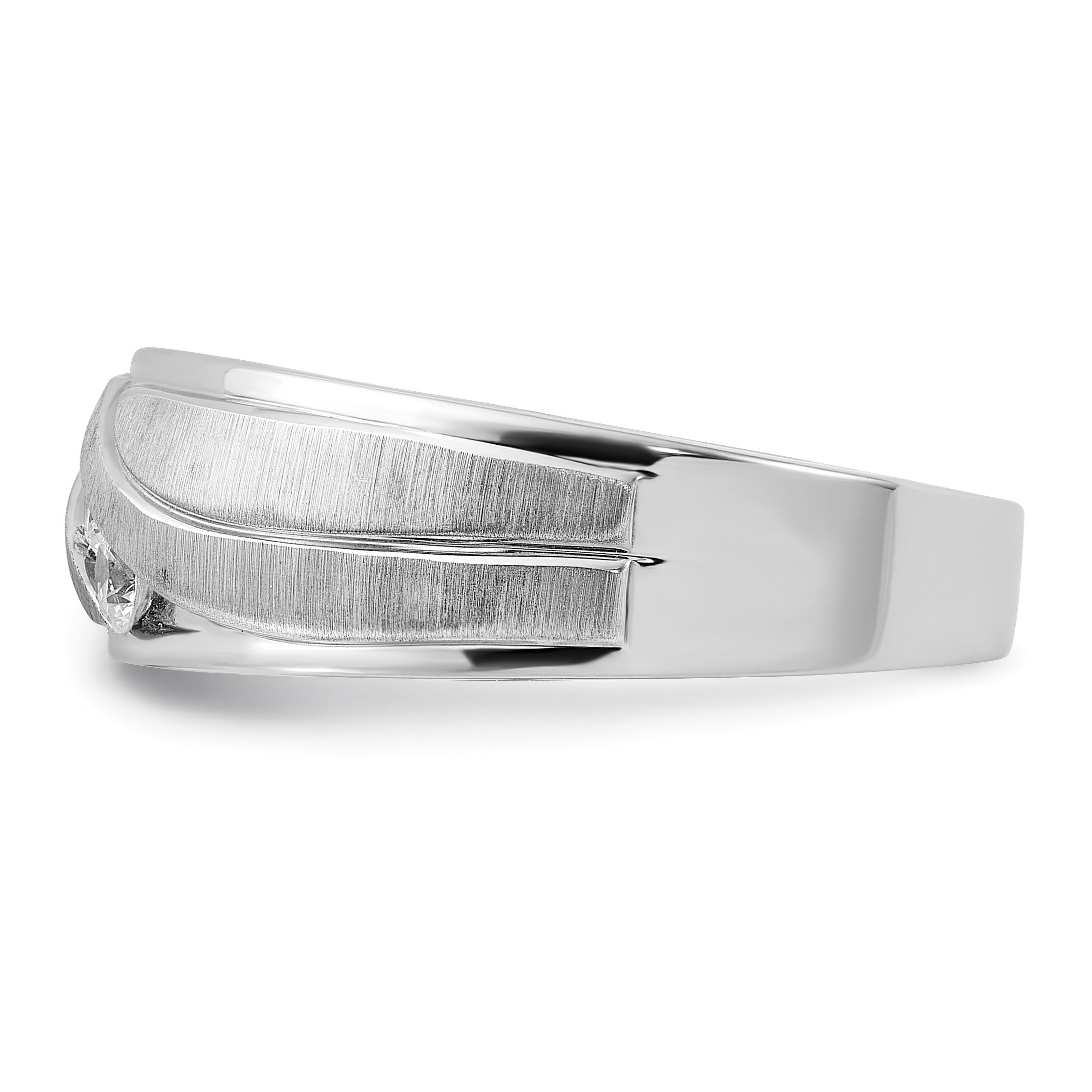 14K Weißgold Herren Ring, poliert und satiniert, mit 0,33K Diamanten, komplett besetzt