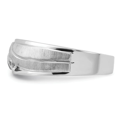 14K Weißgold Herren Ring, poliert und satiniert, mit 0,33K Diamanten, komplett besetzt