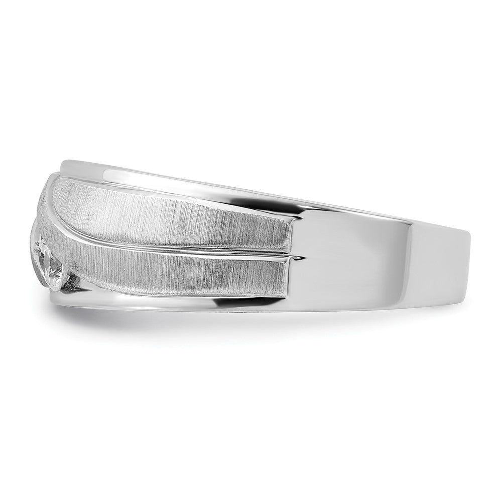 14K Weißgold Herren Ring, poliert und satiniert, mit 0,33K Diamanten, komplett besetzt