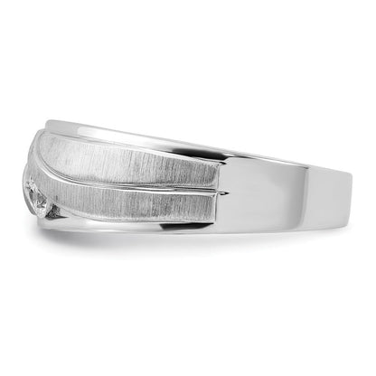 14K Weißgold Herren Ring, poliert und satiniert, mit 0,33K Diamanten, komplett besetzt