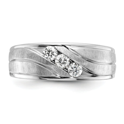 14K Weißgold Herren Ring, poliert und satiniert, mit 0,33K Diamanten, komplett besetzt