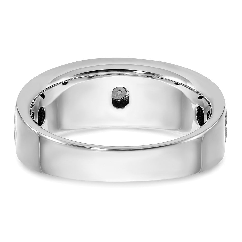 14K Weißgold Herren Ring, poliert und satiniert, mit 0,33K Diamanten, komplett besetzt