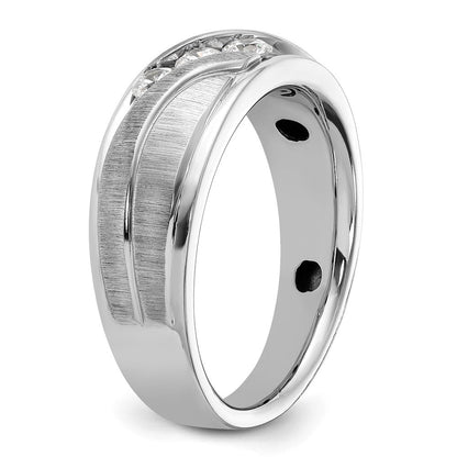 14K Weißgold Herren Ring, poliert und satiniert, mit 0,33K Diamanten, komplett besetzt