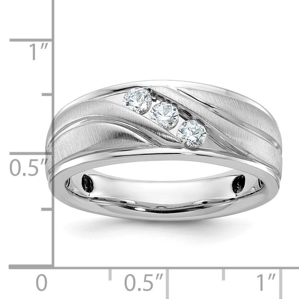 14K Weißgold Herren Ring, poliert und satiniert, mit 0,33K Diamanten, komplett besetzt