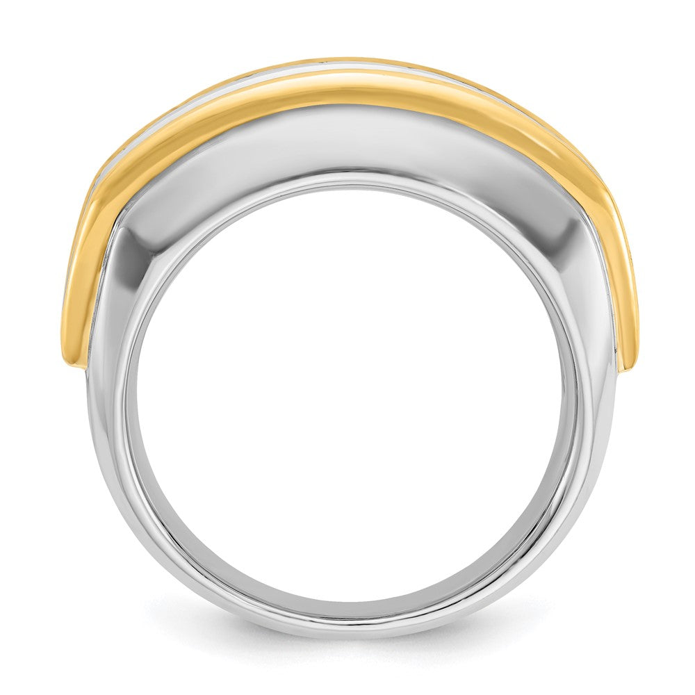 14K Bicolor-Gold Herren-Ring mit 1,5K Diamanten, komplett