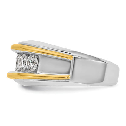 14K Bicolor-Gold Herren-Ring mit 1,5K Diamanten, komplett