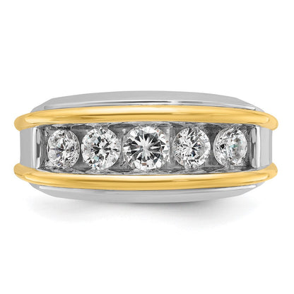 14K Bicolor-Gold Herren-Ring mit 1,5K Diamanten, komplett