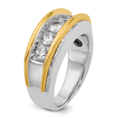 14K Bicolor-Gold Herren-Ring mit 1,5K Diamanten, komplett