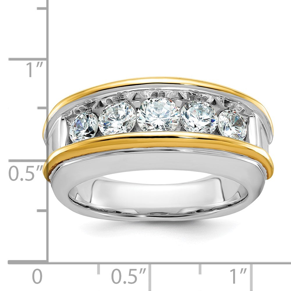 14K Bicolor-Gold Herren-Ring mit 1,5K Diamanten, komplett