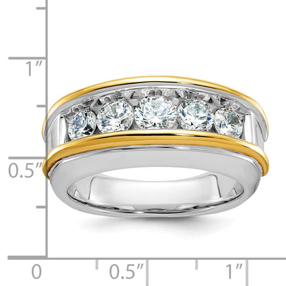 14K Bicolor-Gold Herren-Ring mit 1,5K Diamanten, komplett