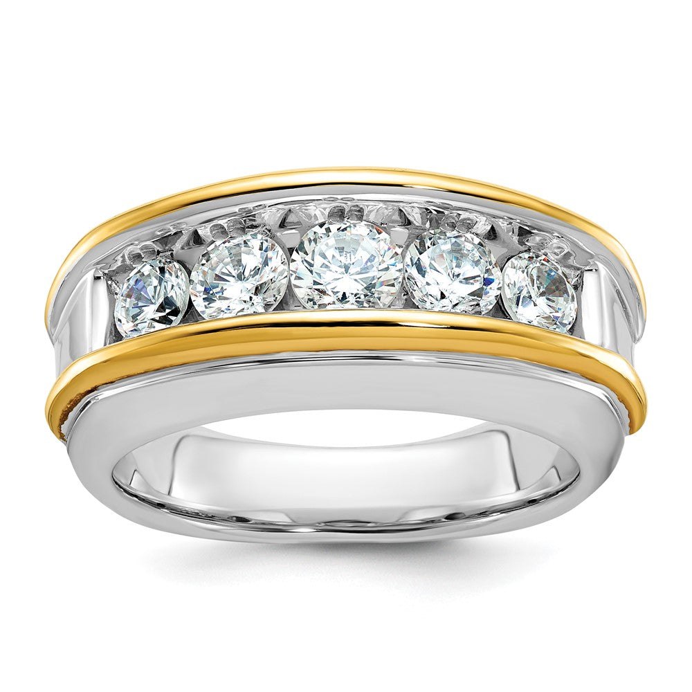 14K Bicolor-Gold Herren-Ring mit 1,5K Diamanten, komplett
